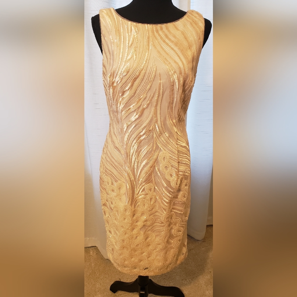Calvin Klein Sleeveless Light Pink/Ivory sequin Dress